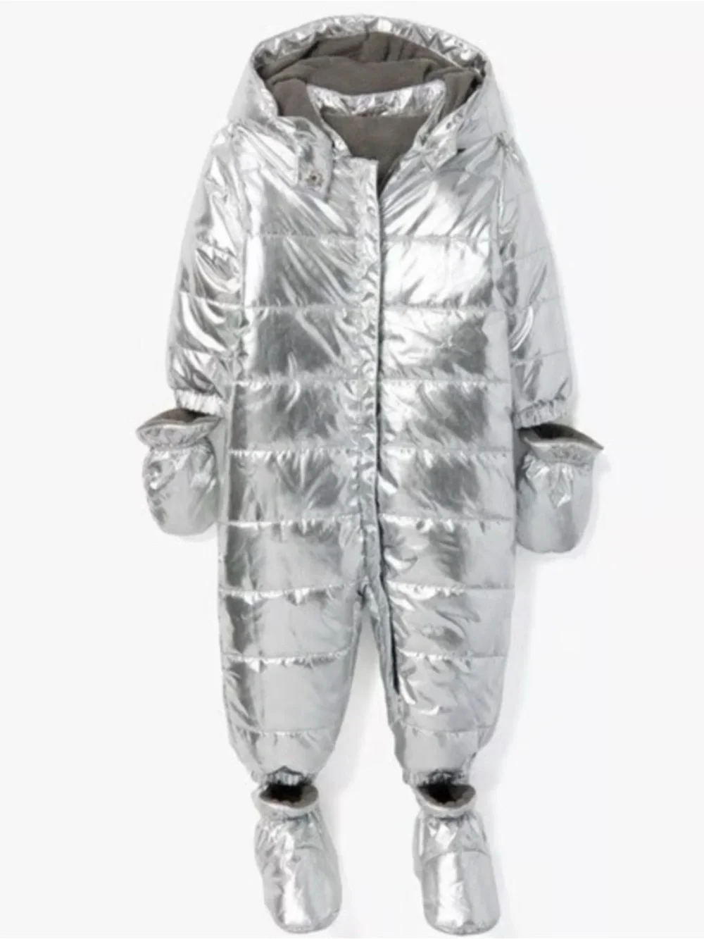 Gymboree Silver Puffer Snowsuit Infant 6-12 Months